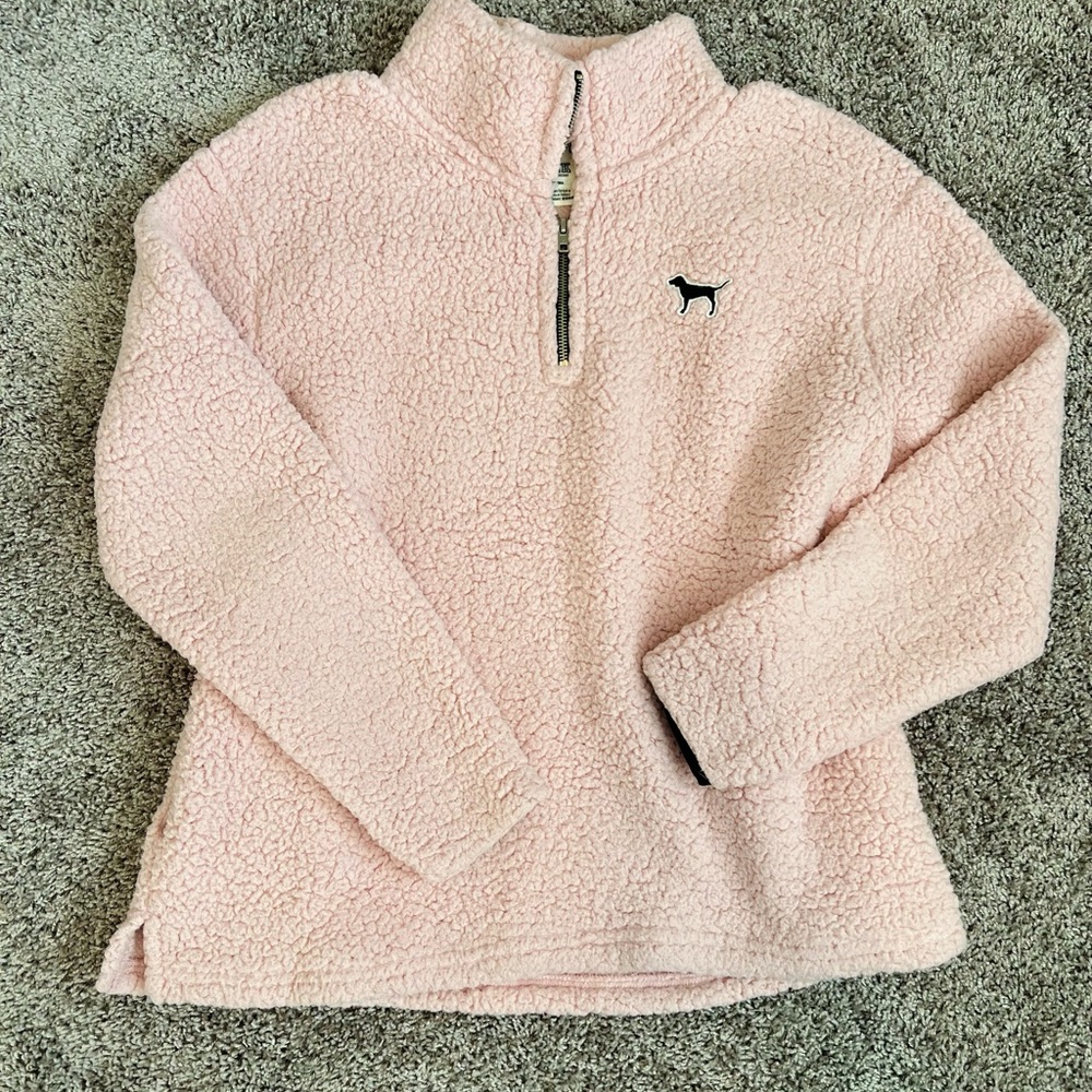 PINK Victoria's Secret Pink Sherpa Quarter Zip